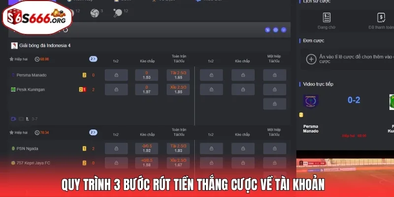 Quy trình 3 bước rút tiền thắng cược về tài khoản